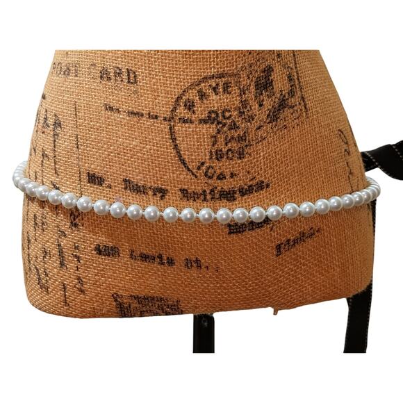 Vintage Contrasting Stitch Black Crossgrain Ribbon Pearl 77\